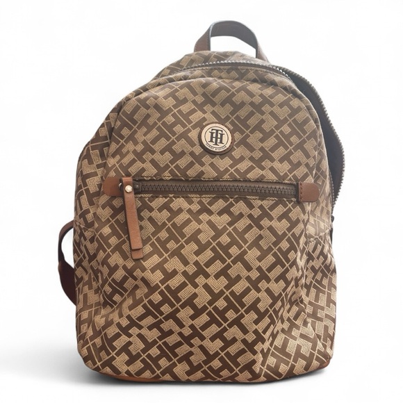 Tommy Hilfiger Tan and Brown Backpack with Signature Monogram - Picture 1 of 7